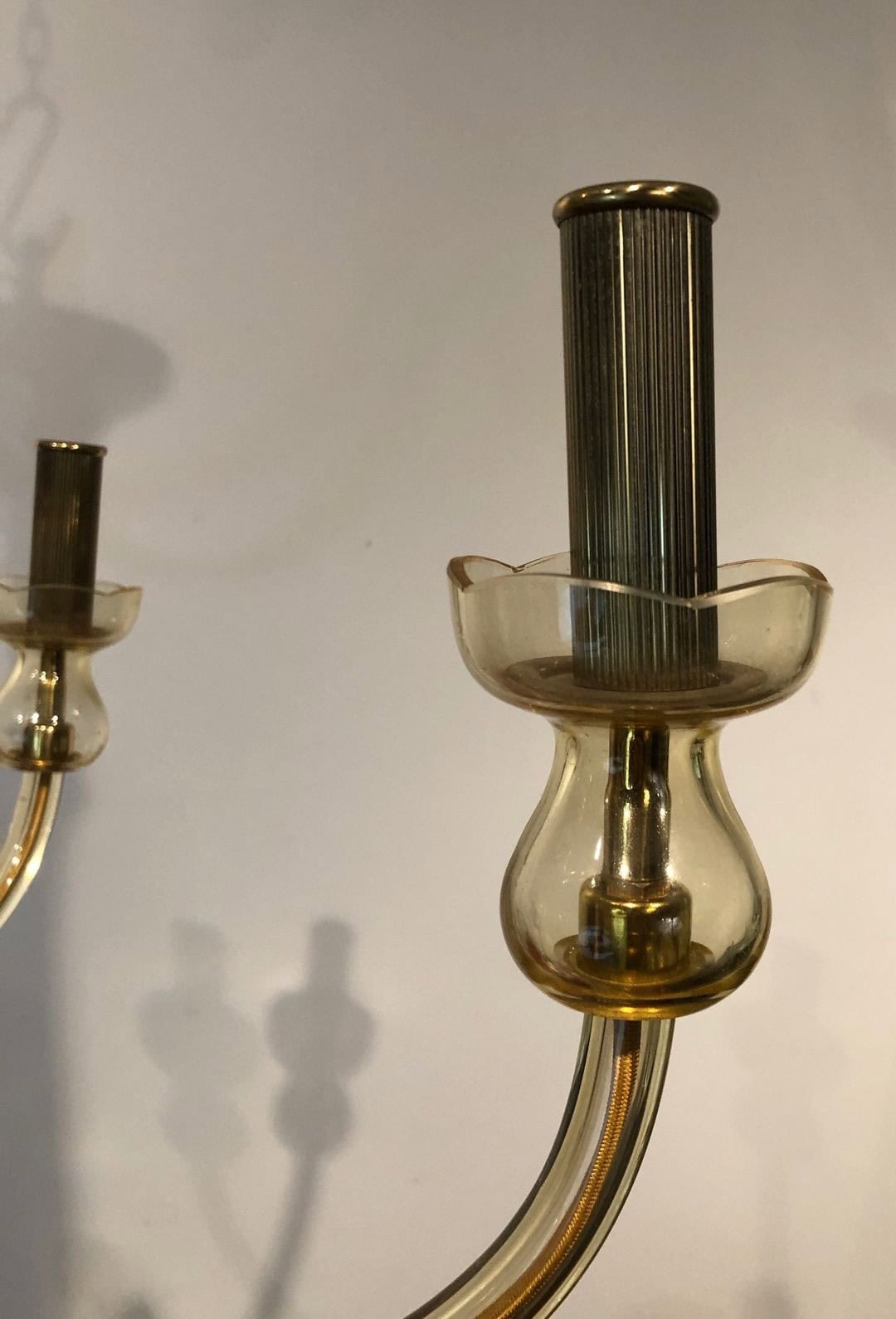 Pair of 1970s Murano Champagne Glass Chandeliers - Image 9