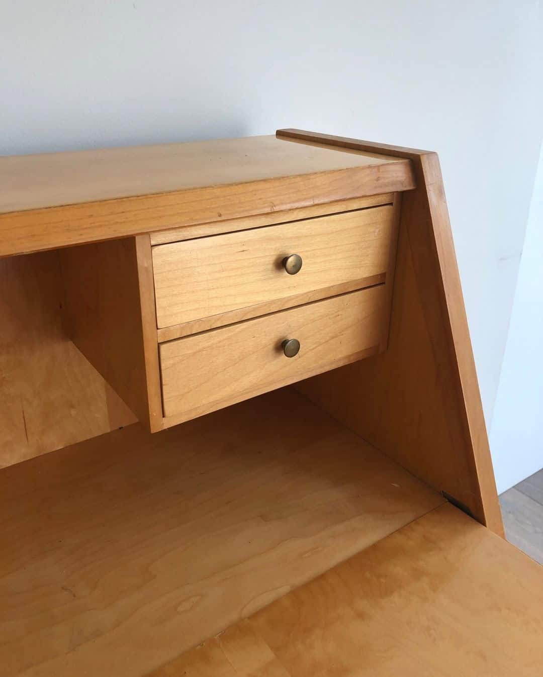 French Sycamore Drop-Front Secretary Desk - Image 9