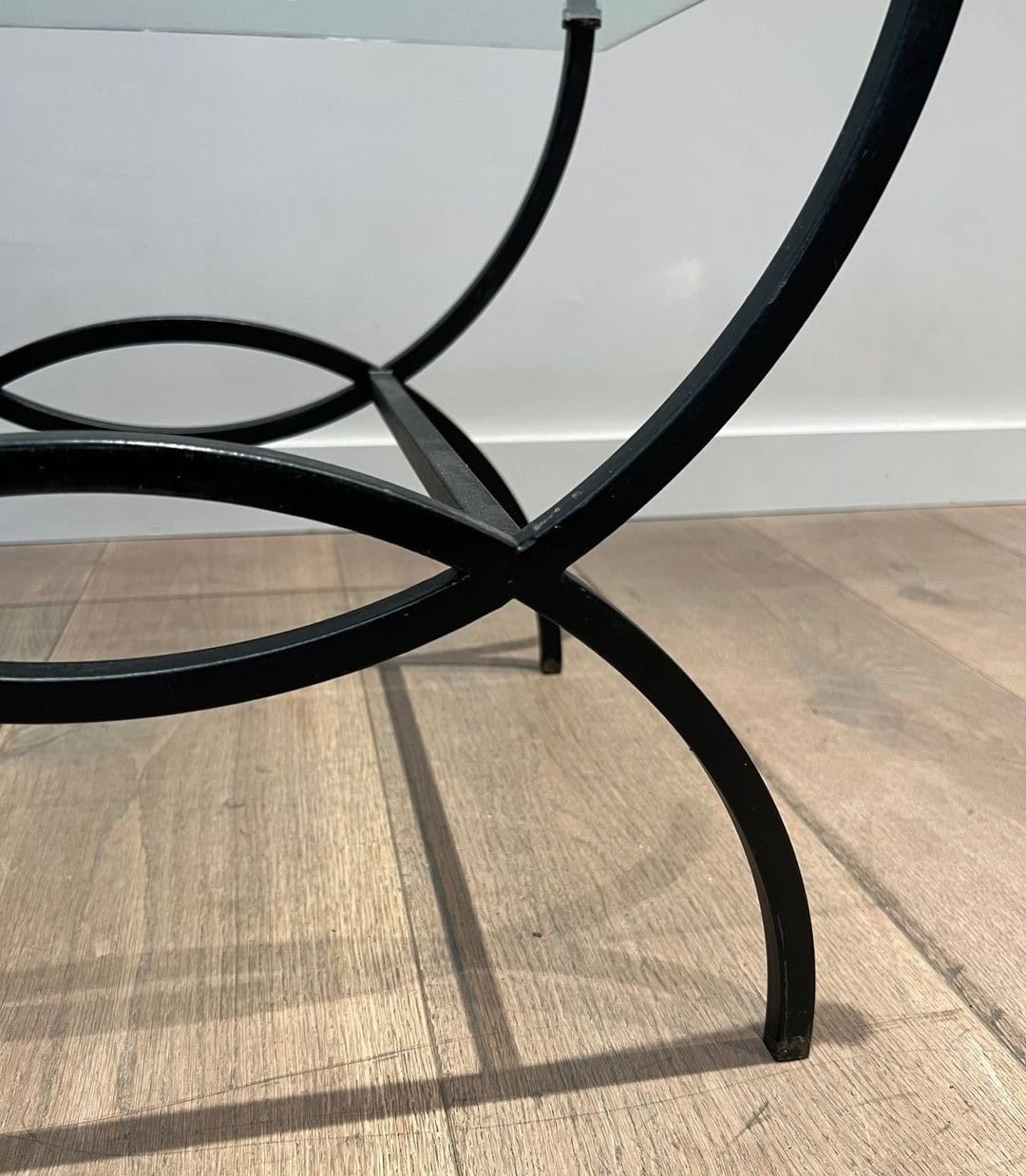 French Mid-Century Black Iron and Glass Side Tables - Image 9
