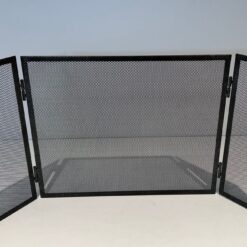 Blackened Steel Three-Panel Fireplace Screen - Rear View - Styylish