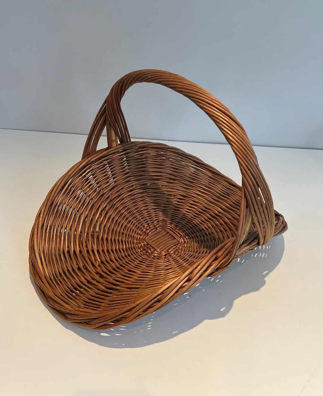 French Rattan Wicker Log Basket - Angled View Without Logs Two - Styylish