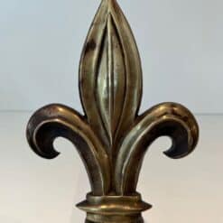 French Fleur-de-Lys Bronze Andirons - Top Detail Two- Styylish