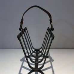 Jacques Adnet Style Leather and Steel Magazine Rack - Image 10