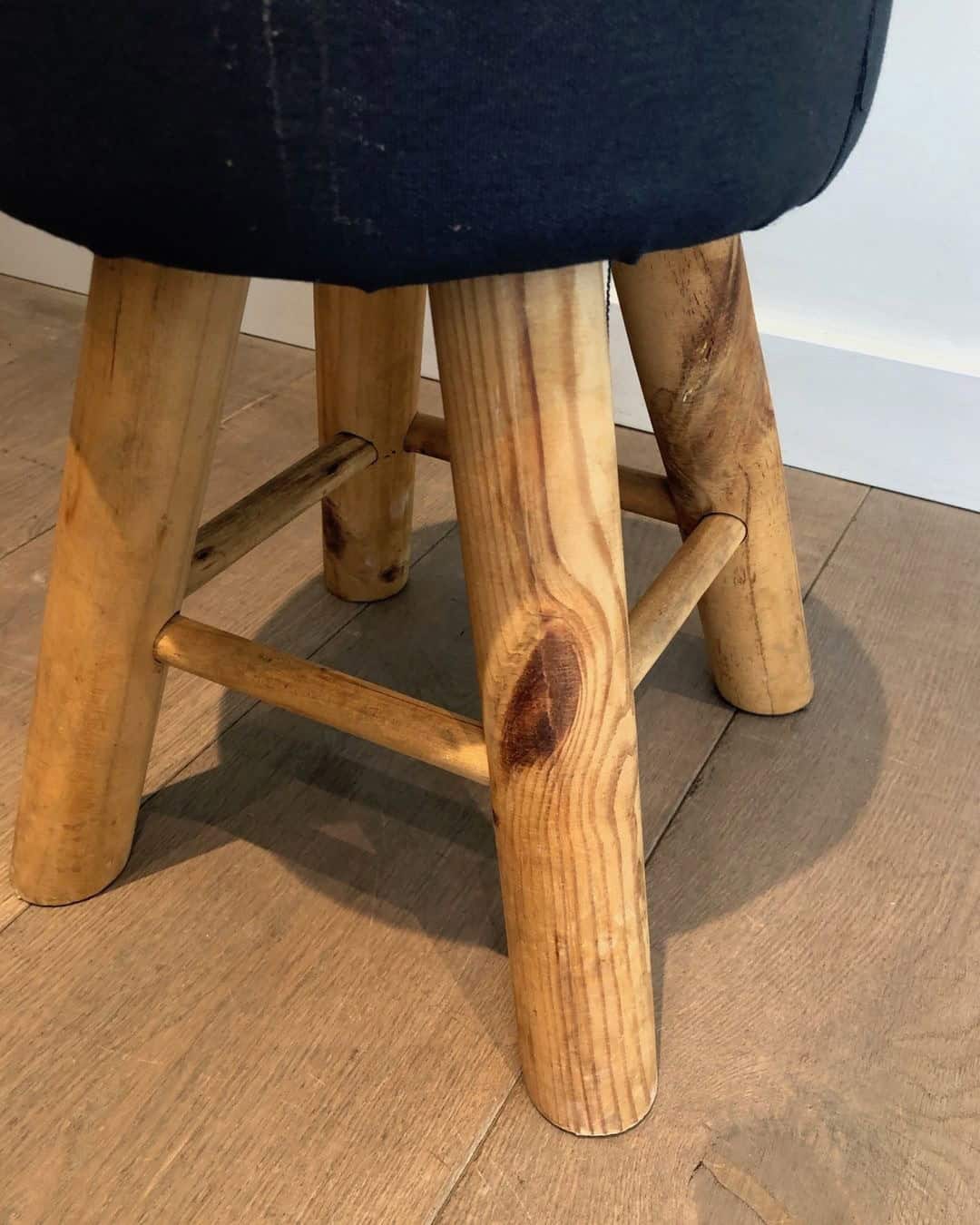 Pair of Solid Pine Stools, French Work, circa 1970 - Image 10