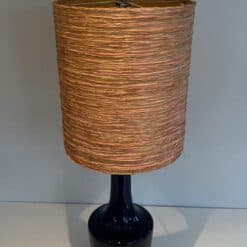 Mid-Century Blue Blown Glass Table Lamp - Wide View - Styylish