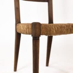 Set of 8 Vintage Oak and Straw-Seated Chairs - Leg Detail - Styylish