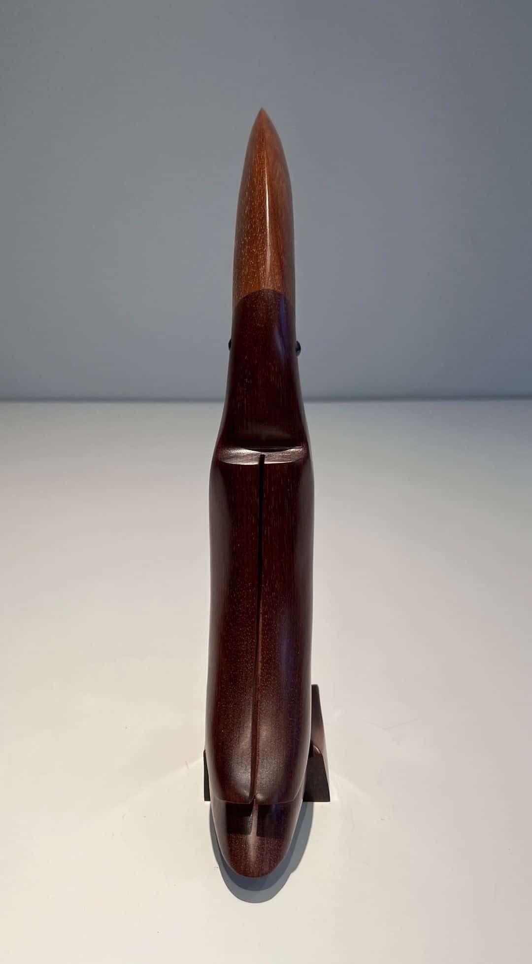 French 1970s Carved Hardwood Toucan Sculpture - Back View - Styylish