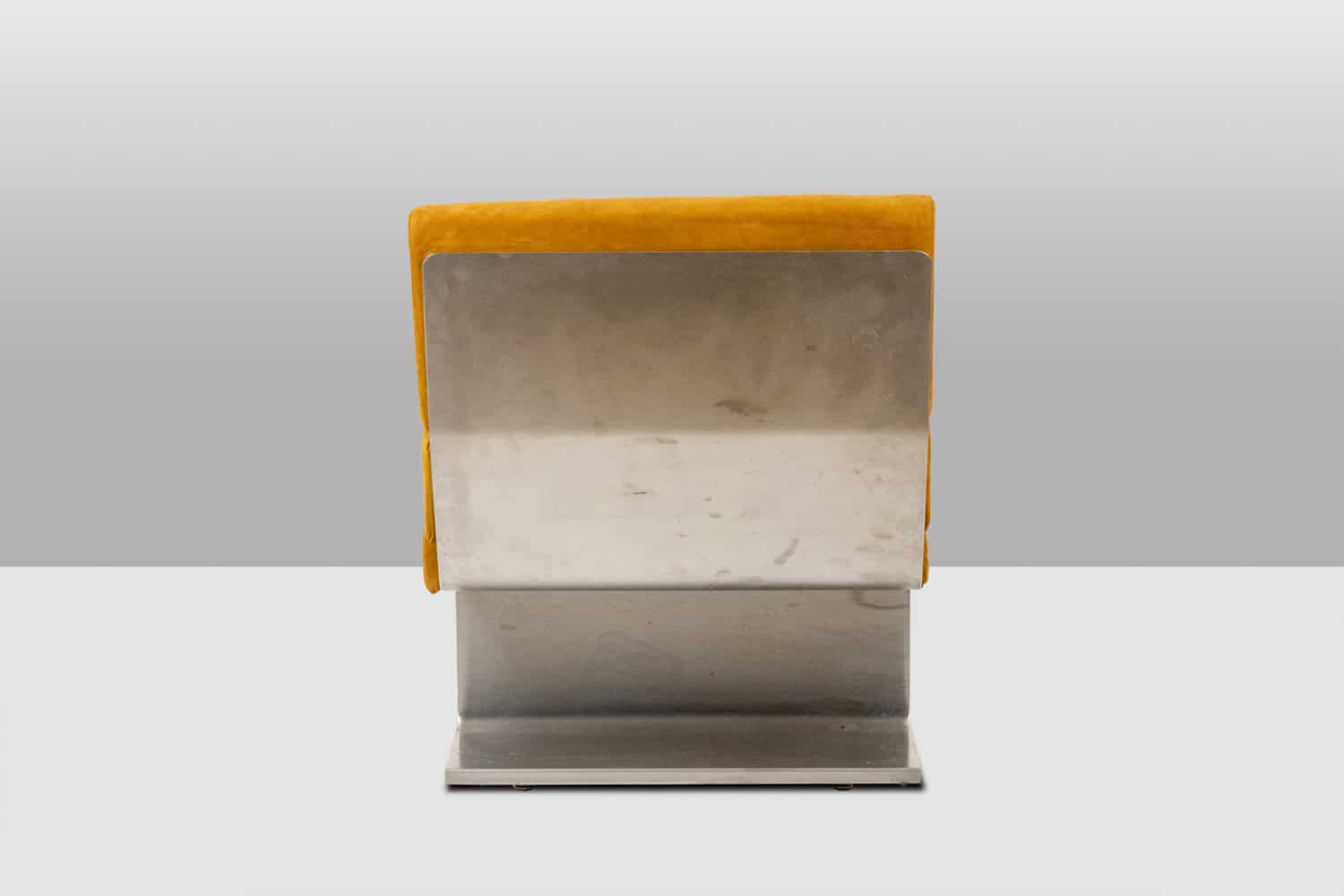 Paul Geoffroy for Uginox, Pair of brushed steel armchairs. 1970s. - Image 10