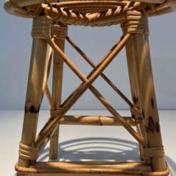 Jean Royère Style Rattan Drum Stool - Image 10