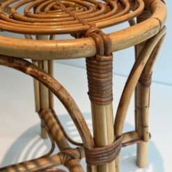 French 1940s–1950s Rattan Drum Stool - Image 10