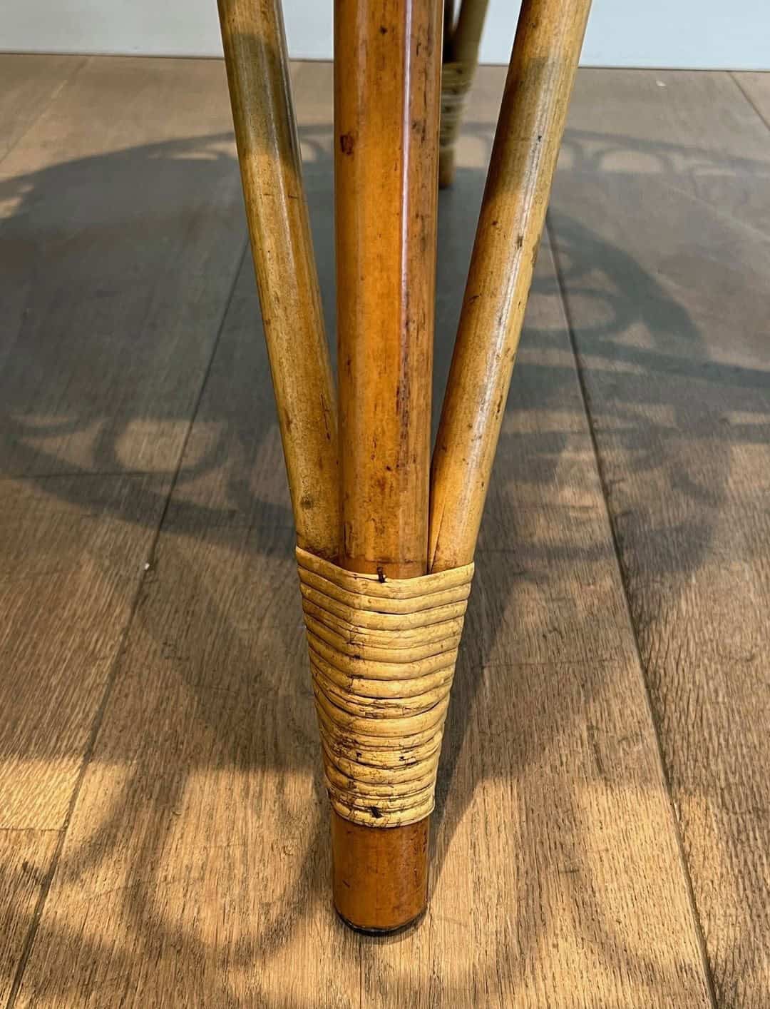 French Mid-Century Trampoline Rattan Coffee Table - Image 10