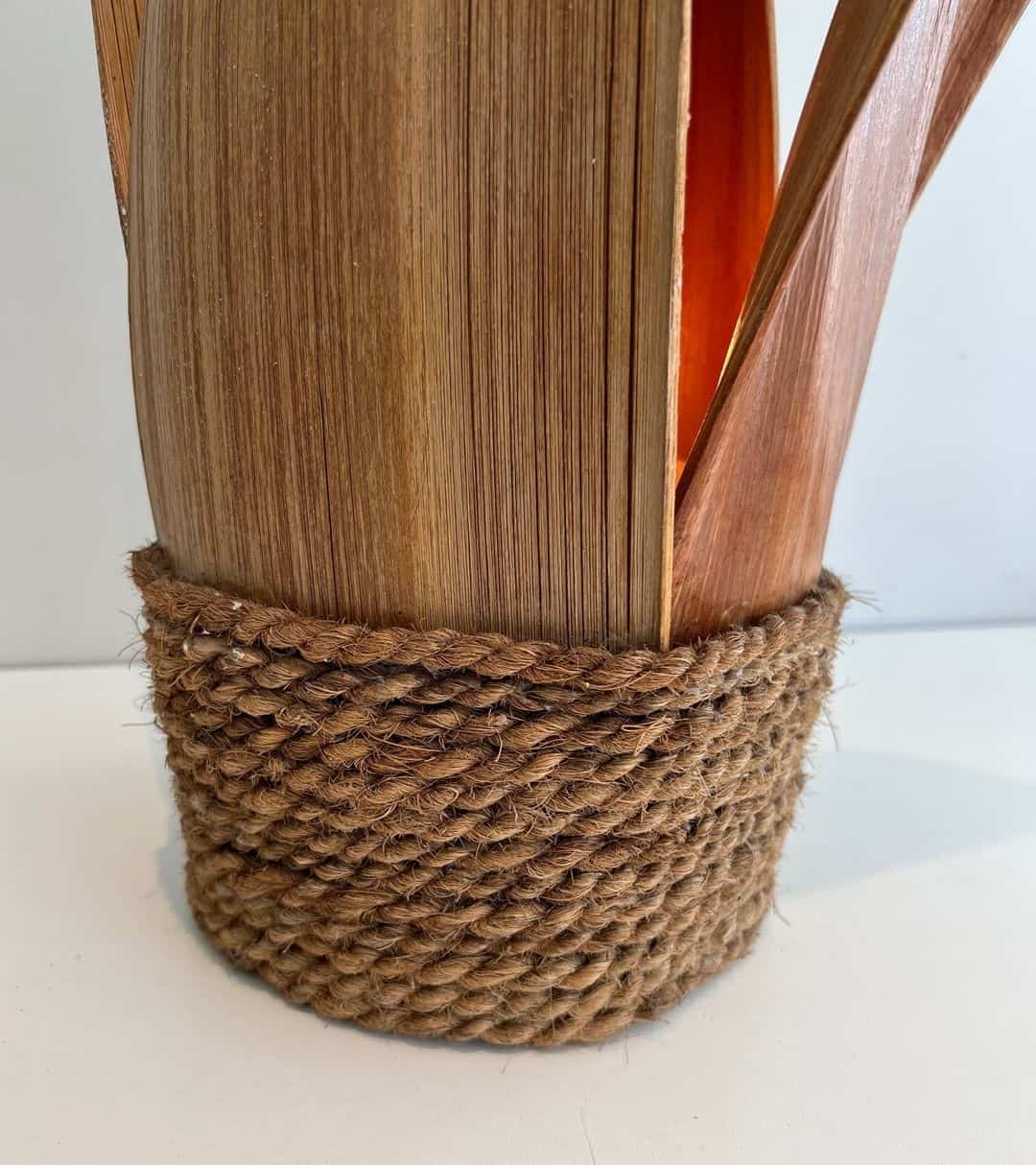 French 1970s Rattan Palm Tree Lamp - Image 10