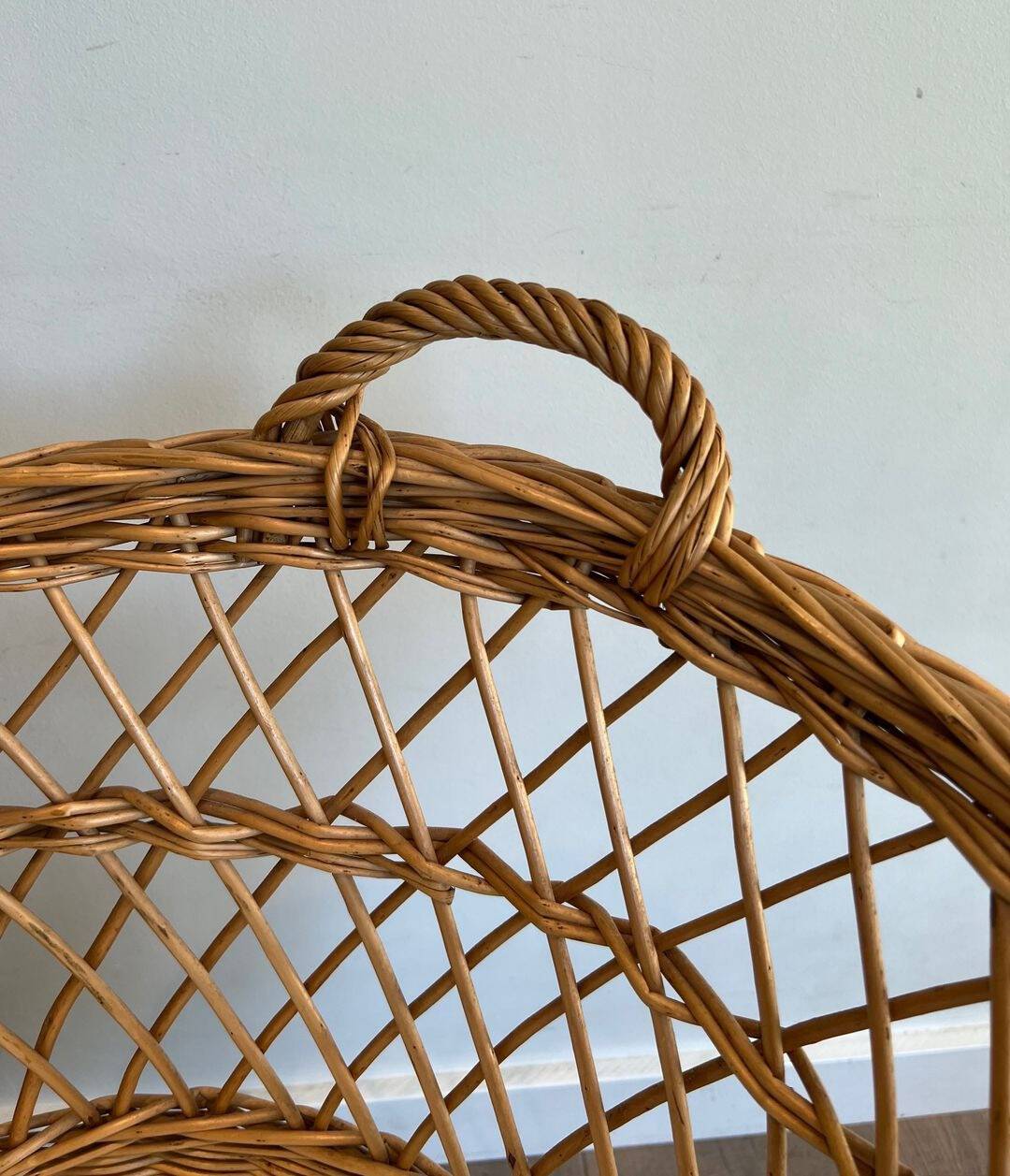 French 1940s Vintage Rattan Baby Cradle - Image 10