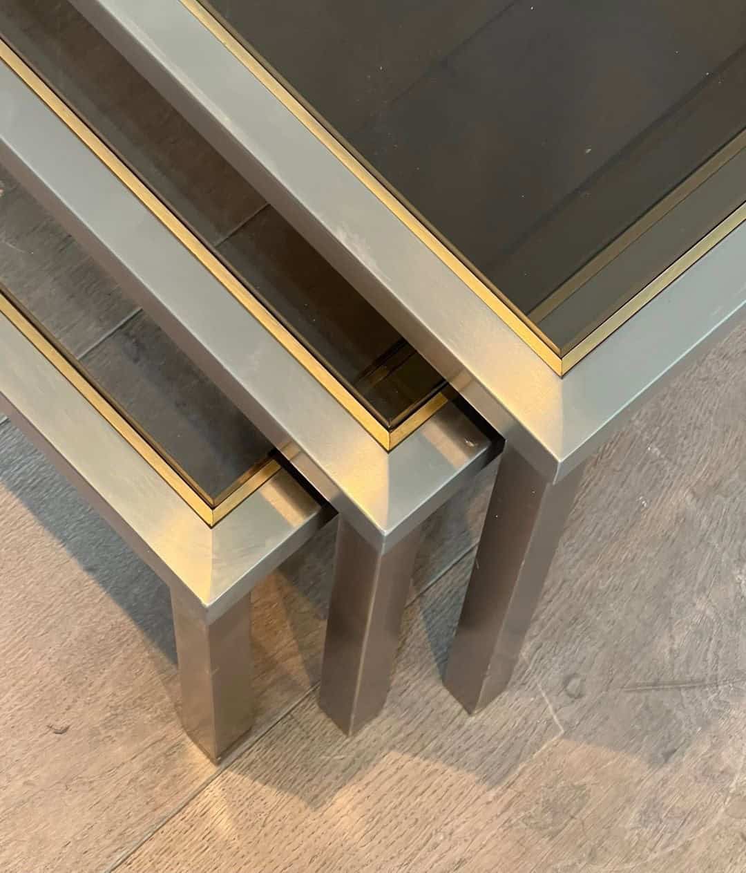 Guy Lefèvre Style Smoked Glass Nesting Tables - Image 10