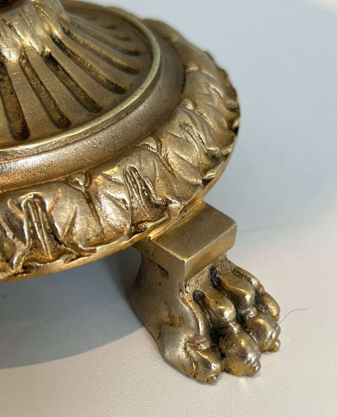Maison Baguès Gilt Brass and Glass Standing Ashtray - Image 10