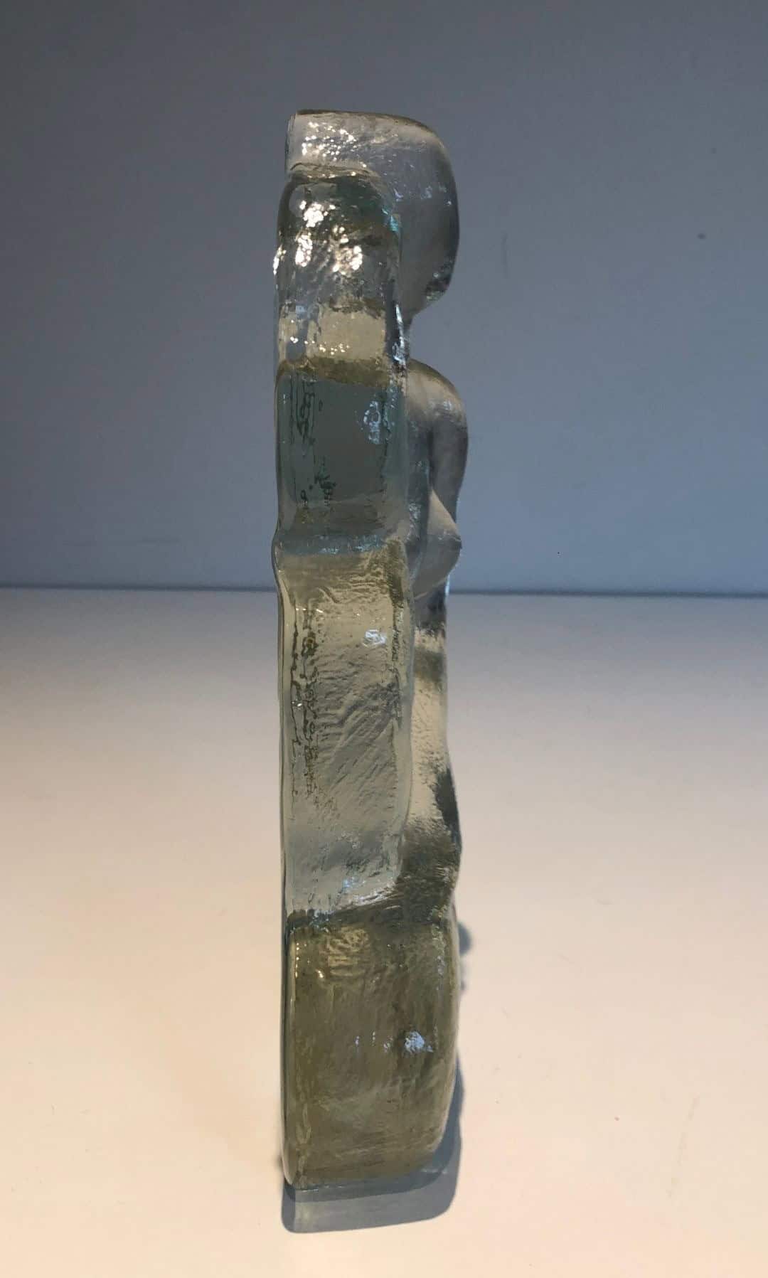 French Art Deco Style Clear Glass Female Nude Sculpture - Side View - Styylish