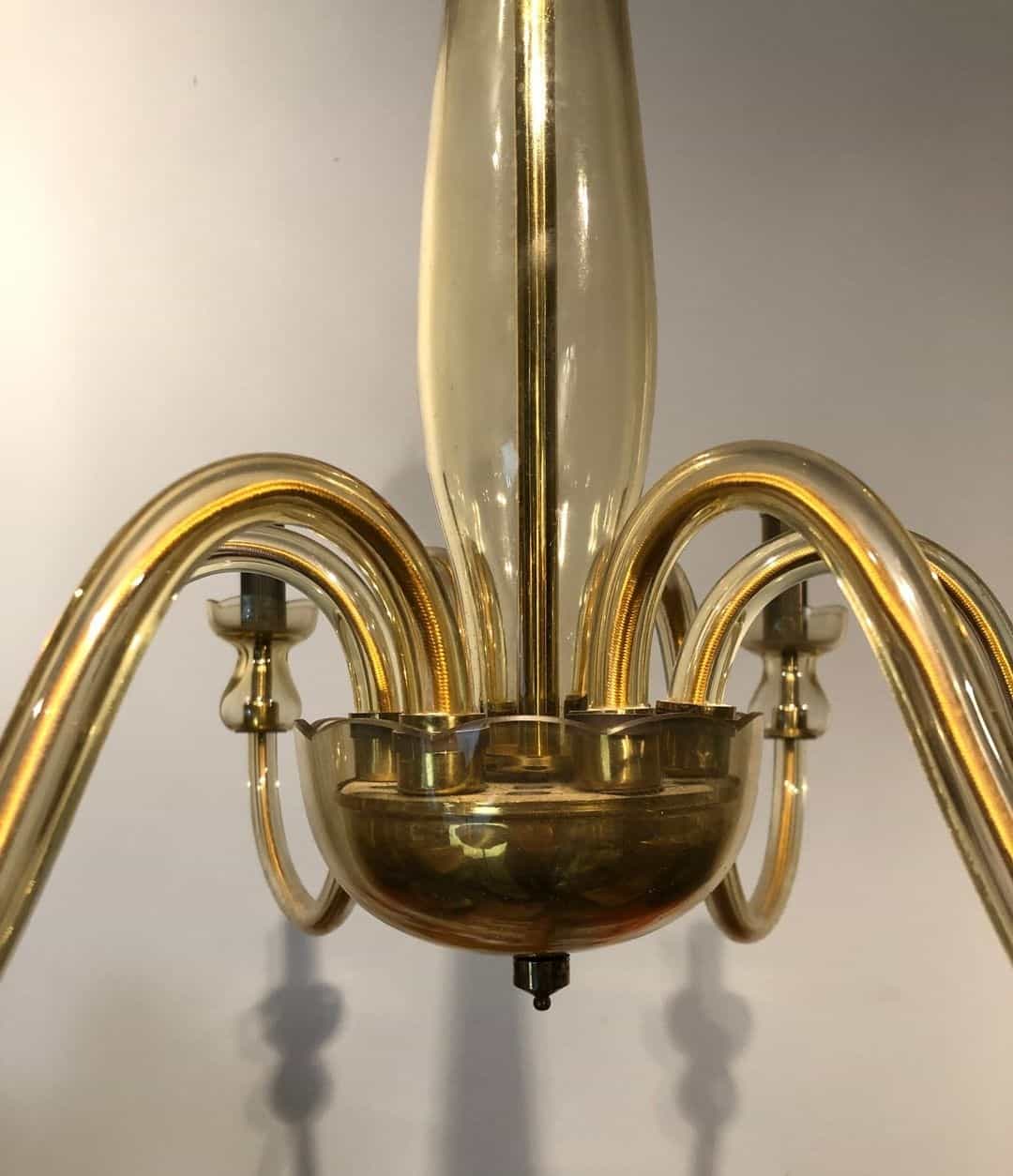 Pair of 1970s Murano Champagne Glass Chandeliers - Image 10