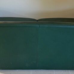 French Art Deco Revival Dark Green Leather Sofa - Image 10