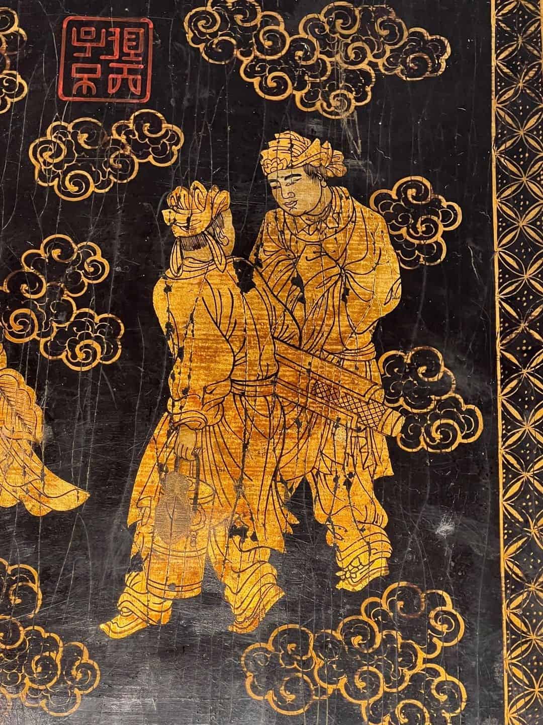 French Chinoiserie Black Lacquer and Gilt Panel - Image 10