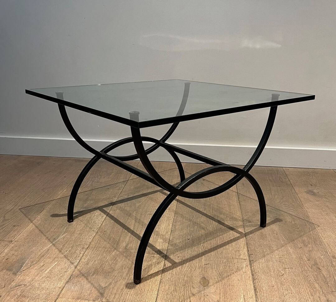 French Mid-Century Black Iron and Glass Side Tables - Image 10