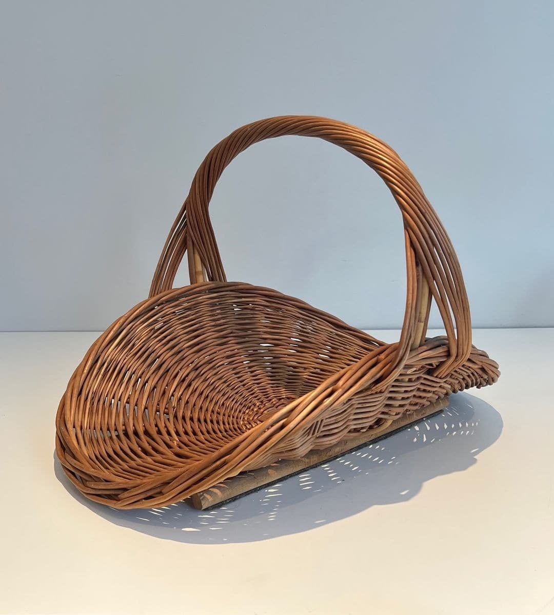French Rattan Wicker Log Basket - Angled View Without Logs Three - Styylish