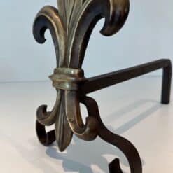 French Fleur-de-Lys Bronze Andirons - Base Detail - Styylish