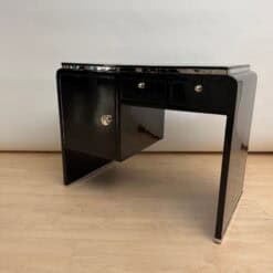 Small Art Deco Desk, Black Lacquer, Nickel, Bird's-Eye Maple, France, circa 1930 - Image 11
