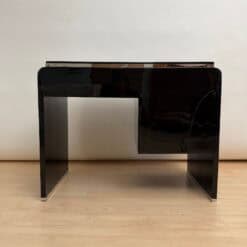 Small Art Deco Desk, Black Lacquer, Nickel, Bird's-Eye Maple, France, circa 1930 - Image 14
