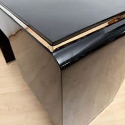 Small Art Deco Desk, Black Lacquer, Nickel, Bird's-Eye Maple, France, circa 1930 - Image 17