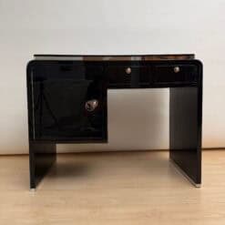Alternative view of Small Art Deco Desk, Black Lacquer, Nickel, Bird's-Eye Maple, France, circa 1930