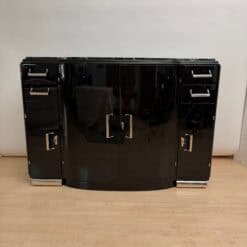 Art Deco Sideboard, Black Lacquer, Nickel, Marble, Mahogany, France, circa 1930 - Image 5