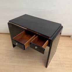 Small Art Deco Desk, Black Lacquer, Nickel, Bird's-Eye Maple, France, circa 1930 - Image 5