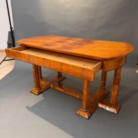 Biedermeier Desk, Cherry Veneer, Six Columns, Austria, circa 1830