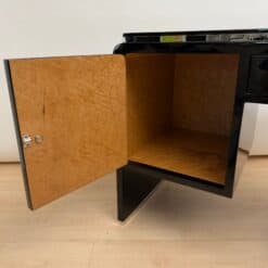Small Art Deco Desk, Black Lacquer, Nickel, Bird's-Eye Maple, France, circa 1930 - Image 8