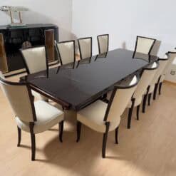 Set of 10 Art Deco Dining Chairs, Lacquer, Alcantara, Paris circa 1930 - Image 7