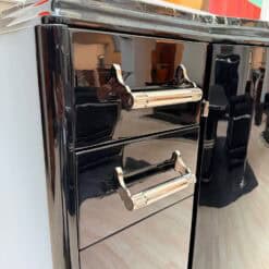 Art Deco Sideboard, Black Lacquer, Nickel, Marble, Mahogany, France, circa 1930 - Image 10