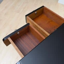 Small Art Deco Desk, Black Lacquer, Nickel, Bird's-Eye Maple, France, circa 1930 - Image 10