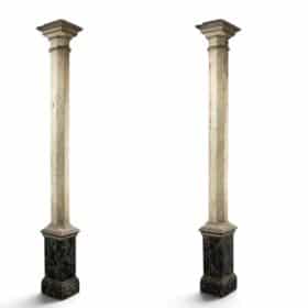 Pair of French Faux Marble Fluted Columns, Circa 1880