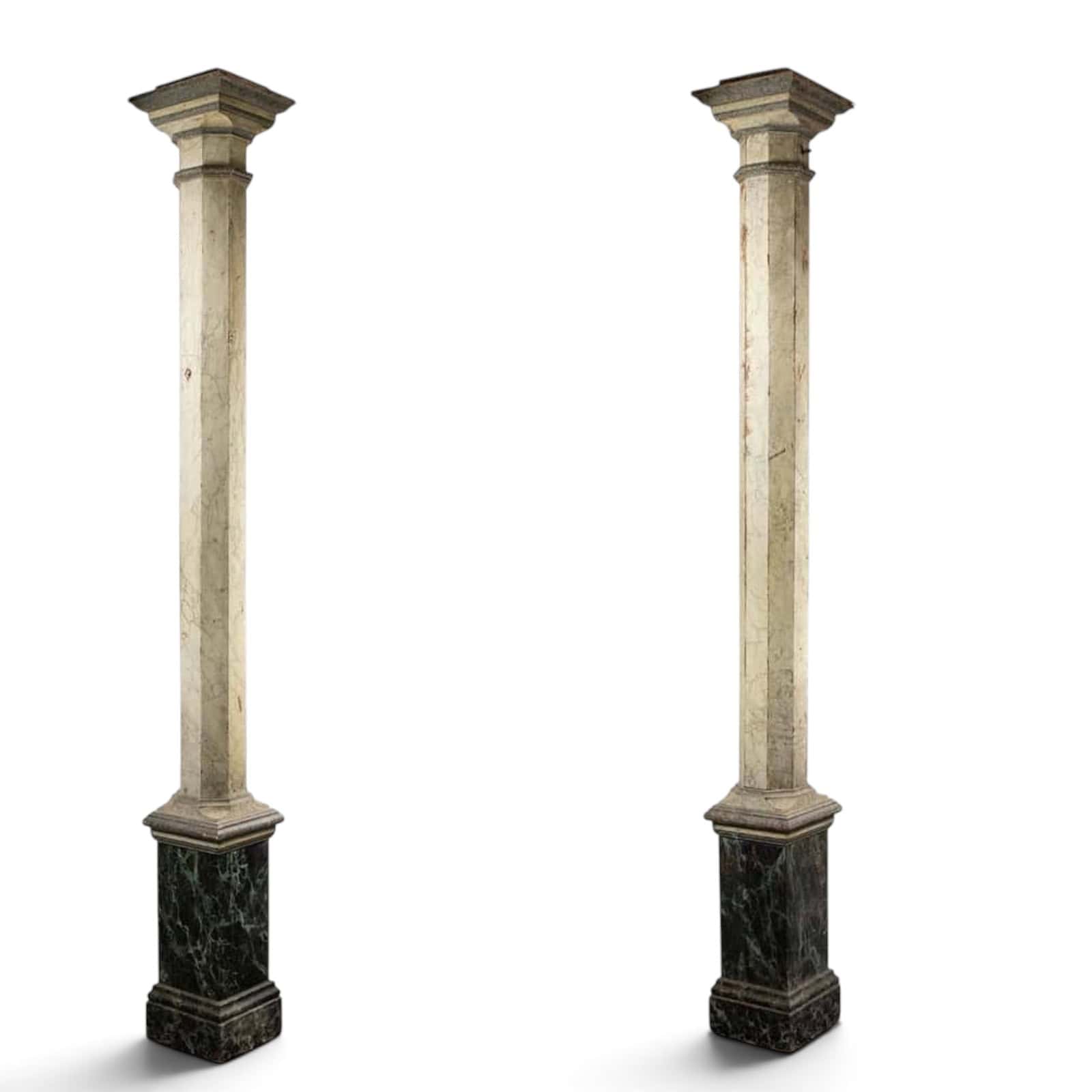 Pair of French Faux Marble Fluted Columns- Styylish
