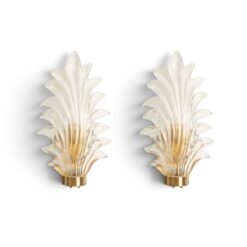 Pair of 1950s Italian Murano Glass Fern Wall Sconces- Styylish