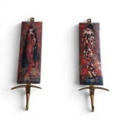 Fornasetti Style Coat Hooks- with Commedia dell'Arte Paintings- Styylish