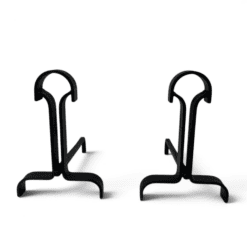 French Wrought Iron Andirons in Geometric Modernist Style - Styylish