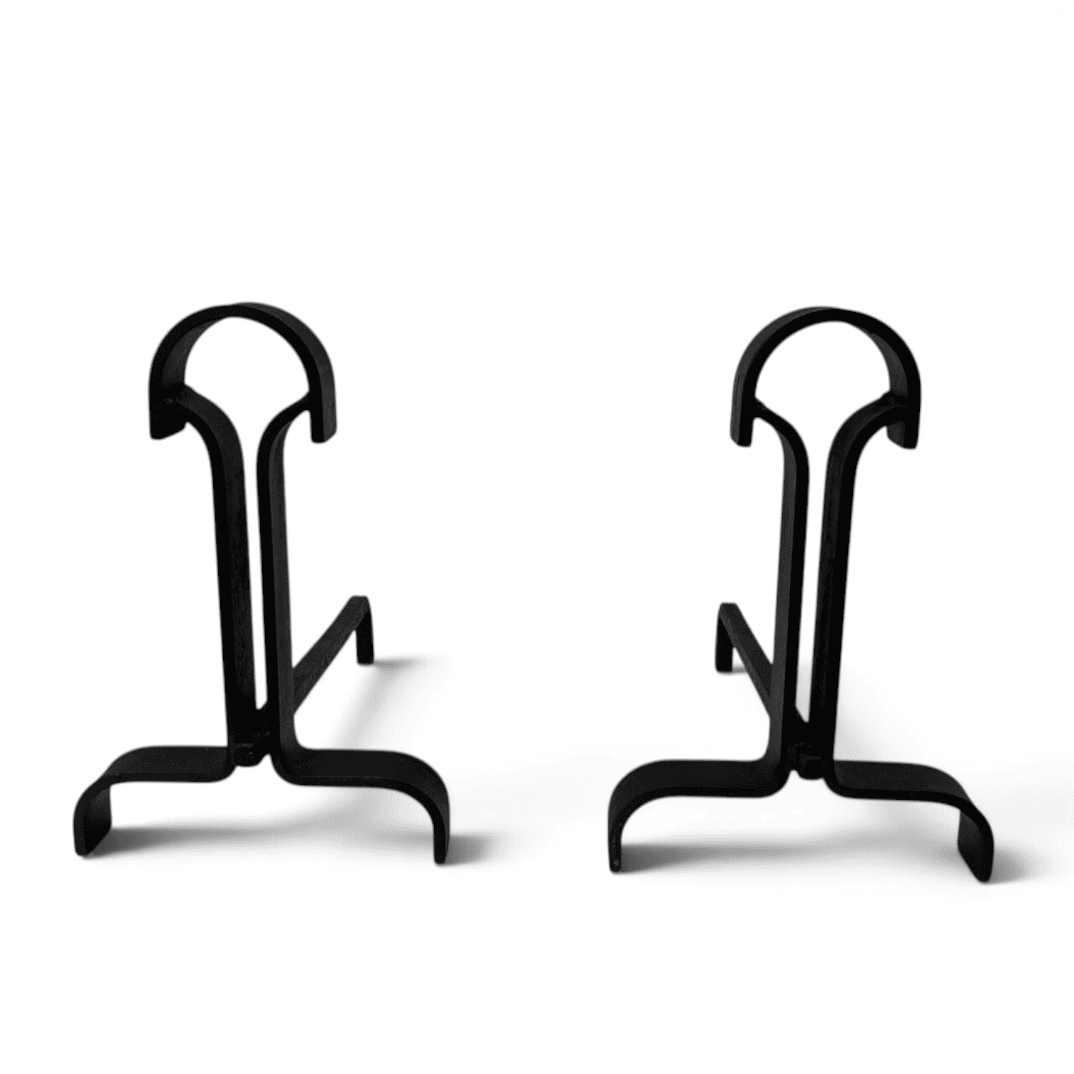 French Wrought Iron Andirons in Geometric Modernist Style - Styylish