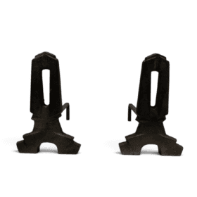 French Modernist Cast Iron Andirons