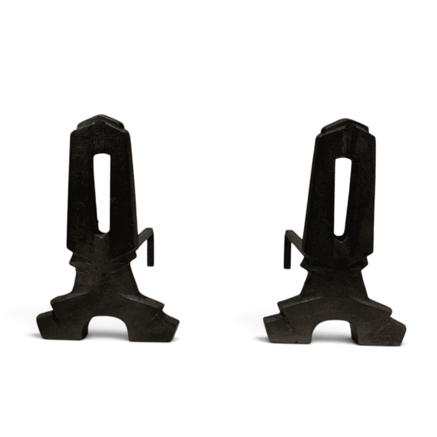 French Modernist Cast Iron Andirons - Styylish