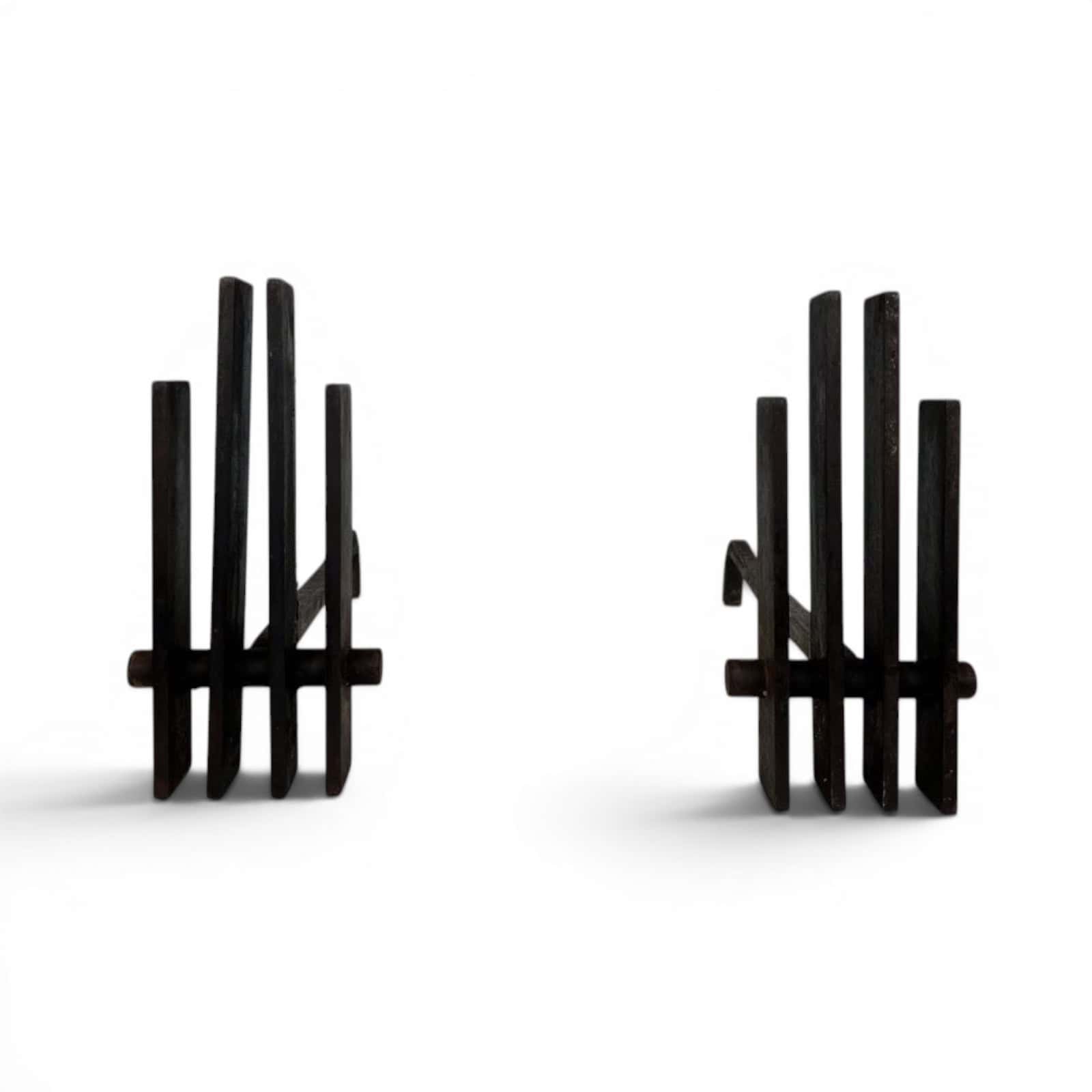 French Brutalist Steel Andirons- Styylish