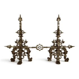 French Neo-Renaissance Bronze Fireplace Andirons
