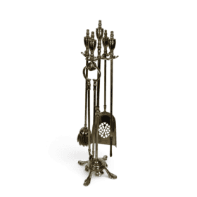 French Neoclassical Brass Fireplace Companion Set