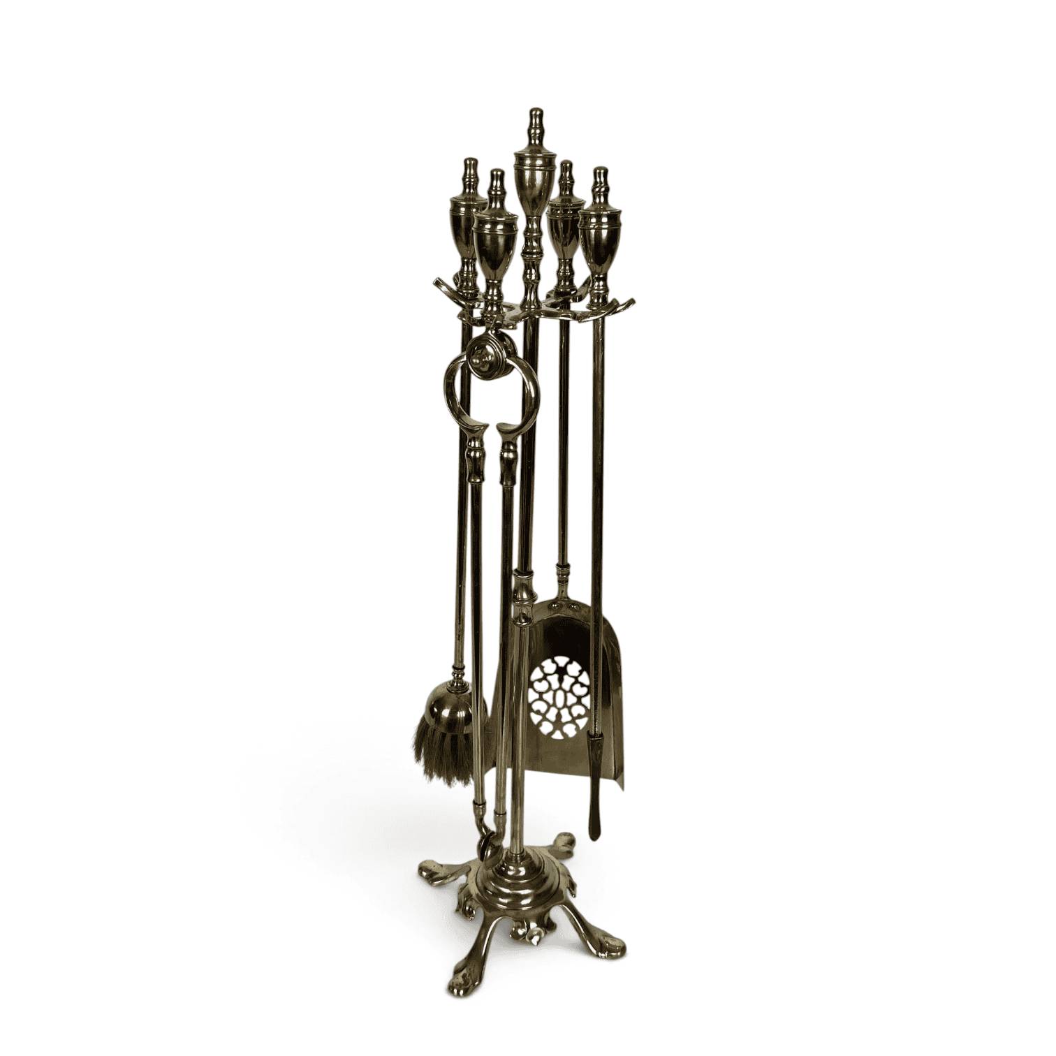 French Neoclassical Brass Fireplace Companion Set - Styylish
