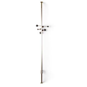 Adjustable-Height Coat Rack with Brass Hooks